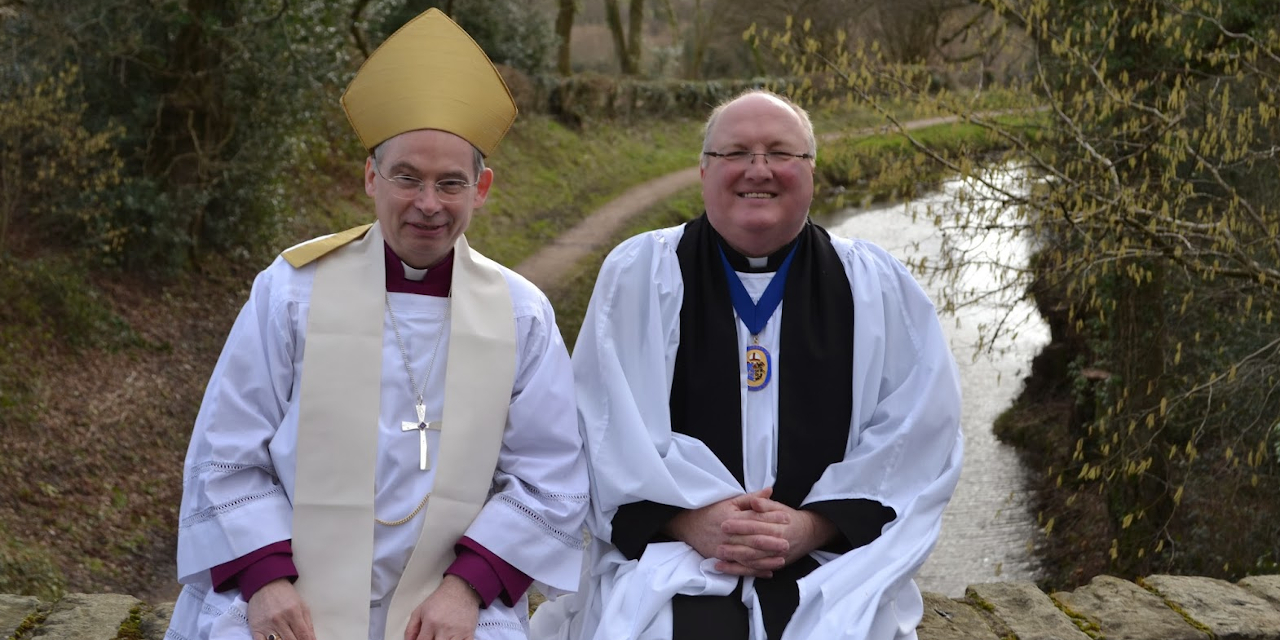 Bishop Pain with Chaplain of the canal Revd John Collier
